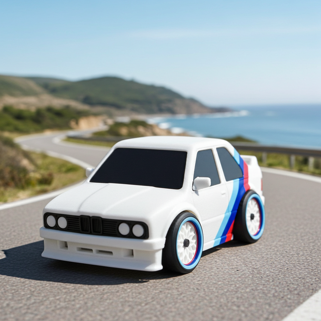 Tooned Classic 80s Sport Sedan 3D Printed Model | Wide Stance Retro Car | Motorsport Style Desk Decor | Collector Display