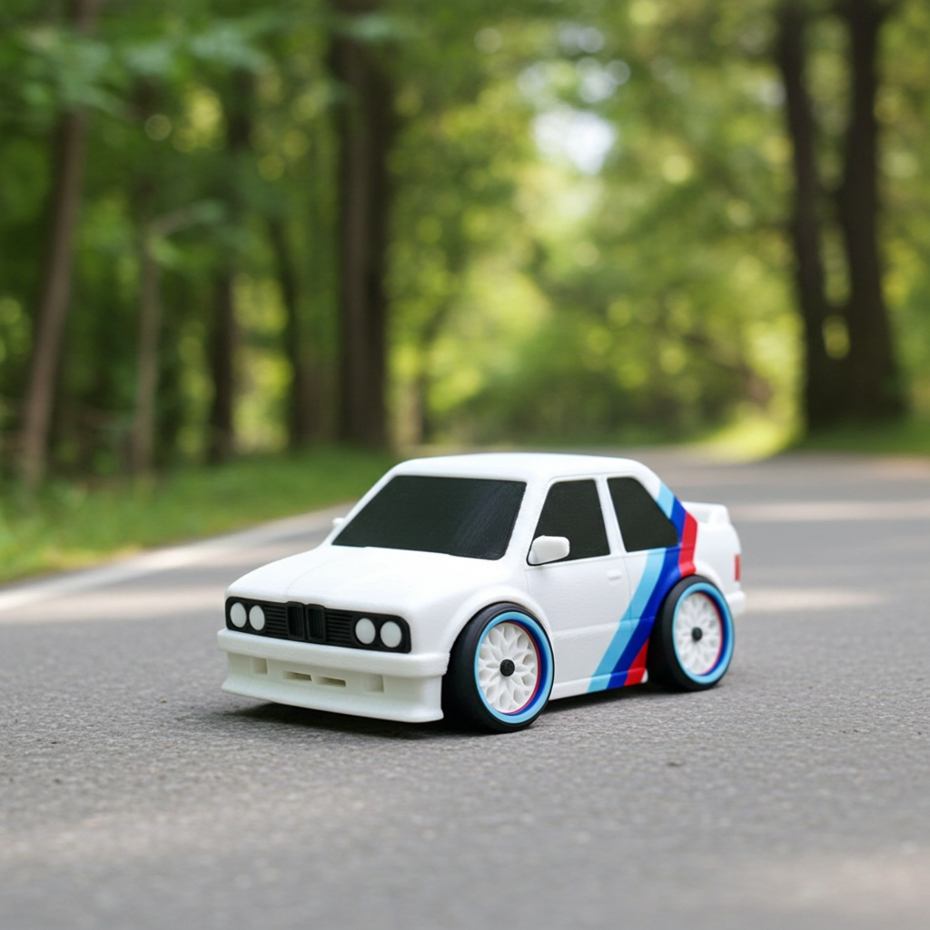 Tooned Classic 80s Sport Sedan 3D Printed Model | Wide Stance Retro Car | Motorsport Style Desk Decor | Collector Display