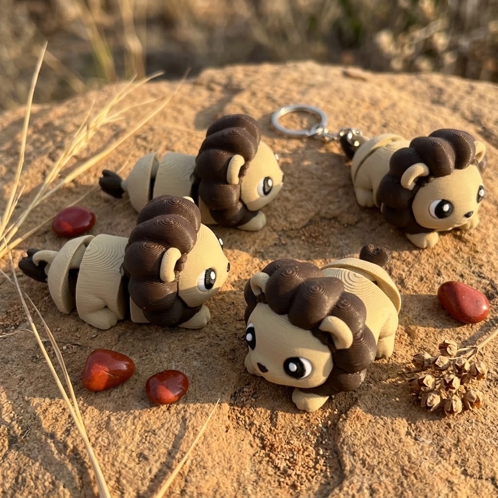Flexi Lion Keychain, Articulated Lion Keychain, 3D Printed Animal Keychain, Flexible Lion Keychain, Cute Animal Gift, Safari Keychain
