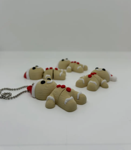 Gingerbread Man Christmas Keychain, Santa Hat Holiday Keychain, 3D Printed Gingerbread Keychain, Cute Christmas Gift, Stocking Stuffer