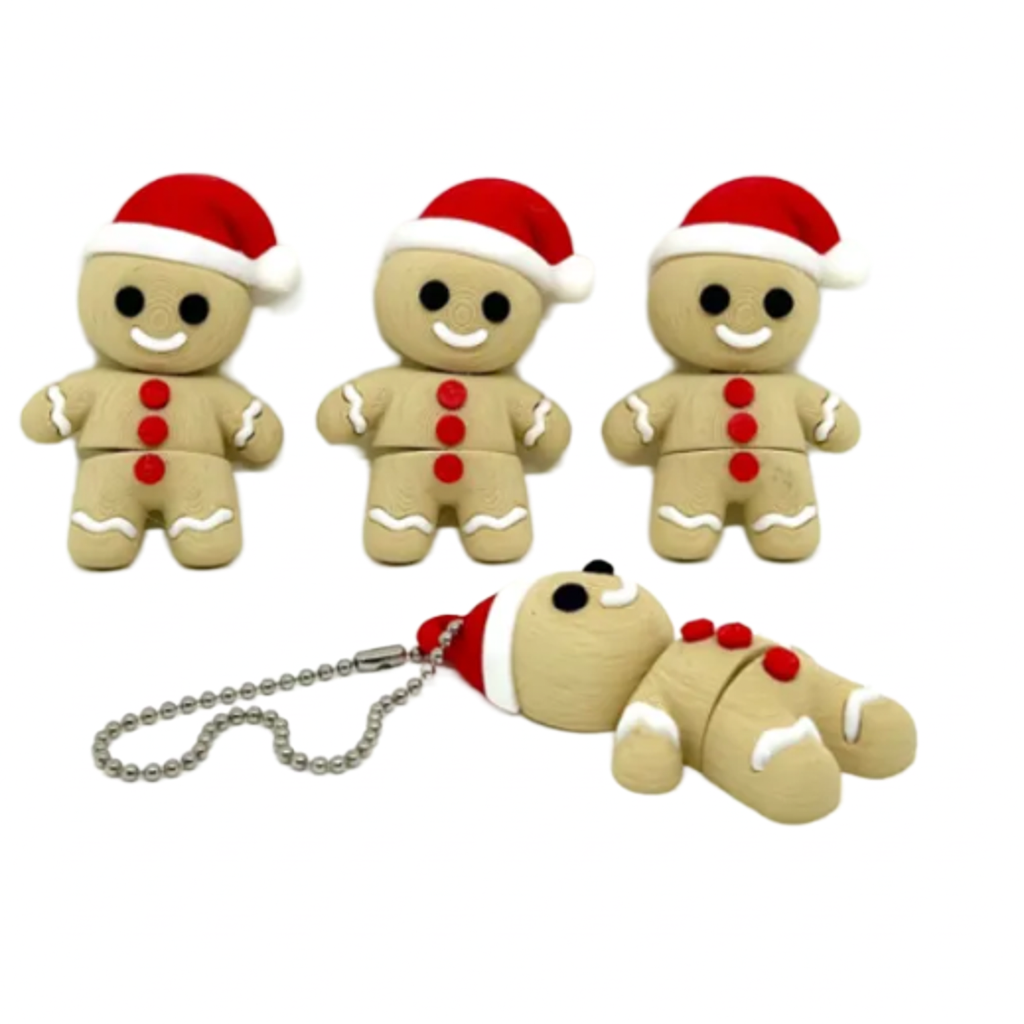 Gingerbread Man Christmas Keychain, Santa Hat Holiday Keychain, 3D Printed Gingerbread Keychain, Cute Christmas Gift, Stocking Stuffer