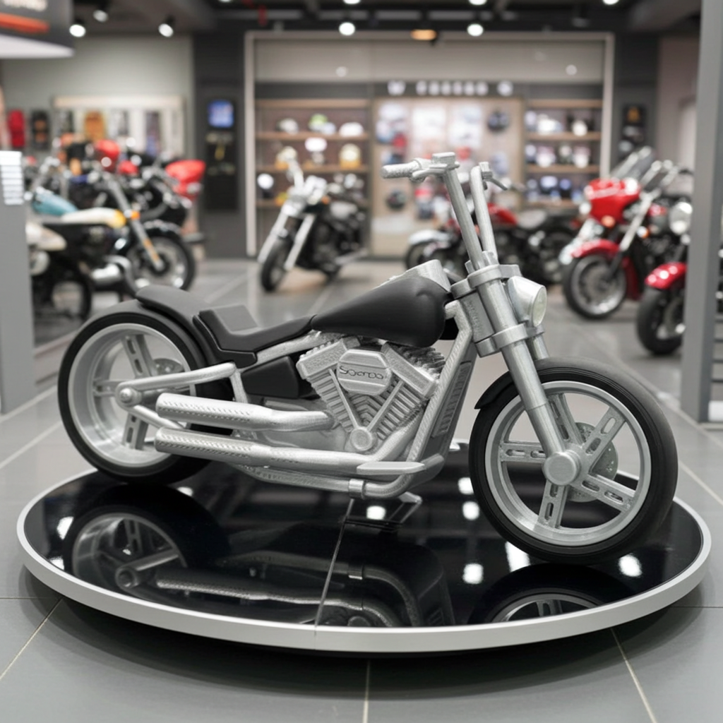 3D Printed Classic Cruiser Motorcycle Model | Fat Tire V-Twin Style Bike | Wide Stance Chopper Decor | Desk & Garage Collectible Gift