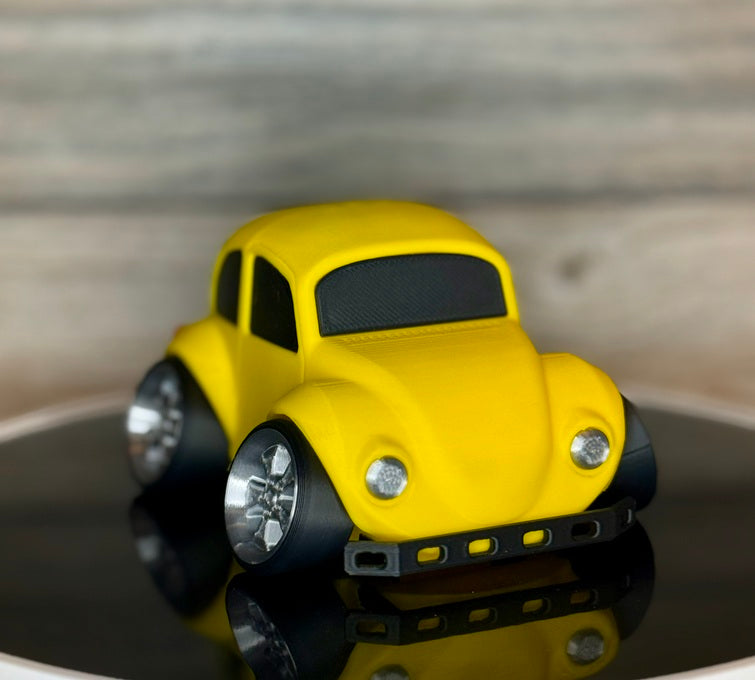 3D Printed Classic Rounded Vintage Car Model | Exposed Engine Detail | Retro Bug Style Desk Decor | Collector Display