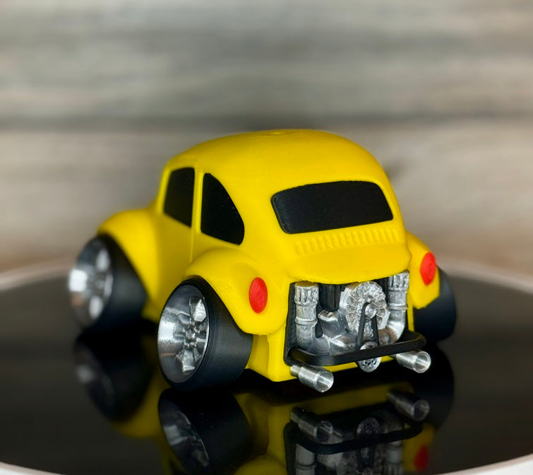 3D Printed Classic Rounded Vintage Car Model | Exposed Engine Detail | Retro Bug Style Desk Decor | Collector Display