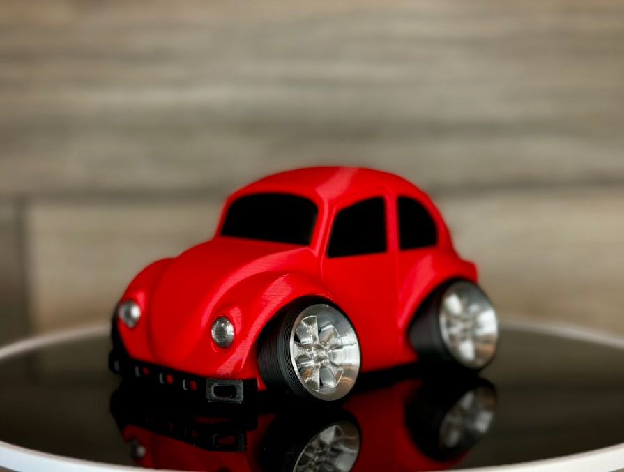 3D Printed Classic Rounded Vintage Car Model | Exposed Engine Detail | Retro Bug Style Desk Decor | Collector Display