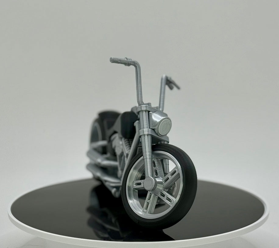 3D Printed Classic Cruiser Motorcycle Model | Fat Tire V-Twin Style Bike | Wide Stance Chopper Decor | Desk & Garage Collectible Gift