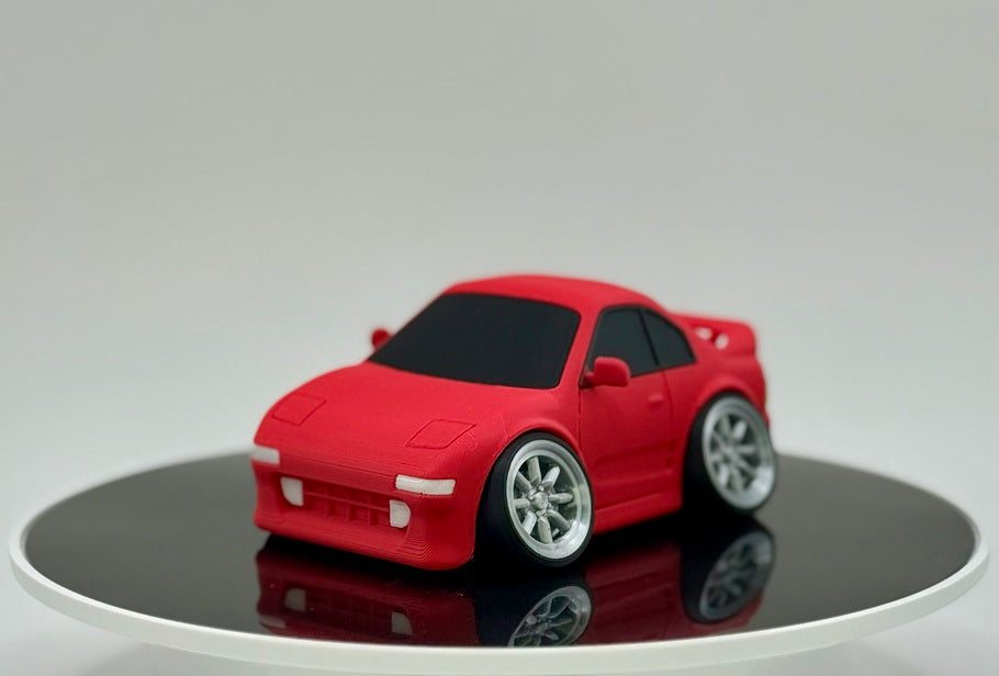 Tooned Mid-Engine Sports Car 3D Printed Model | Retro JDM Style Coupe | Wide Stance Cartoon Car | Desk & Garage Decor