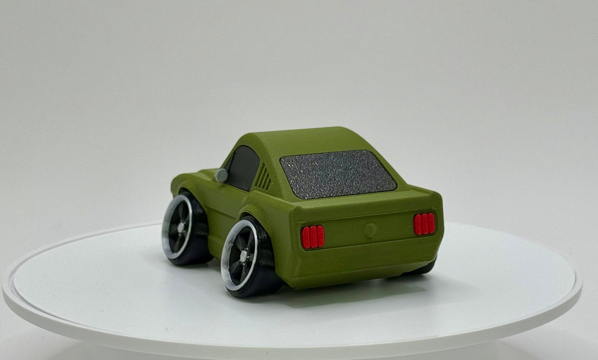 Tooned Classic Fastback Muscle Car 3D Printed Model | Wide Stance Retro Coupe | Cartoon Car Desk Decor | Collector Display