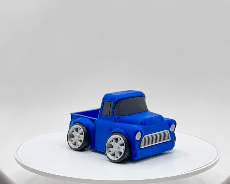 Tooned Classic Pickup Truck 3D Printed Model | Vintage Style Work Truck | Cartoon Utility Vehicle | Desk Display Collectible