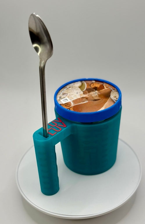 3D-Printed Ice Cream Cup Holder w/Spoon Holder