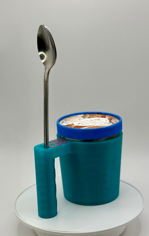 3D-Printed Ice Cream Cup Holder w/Spoon Holder