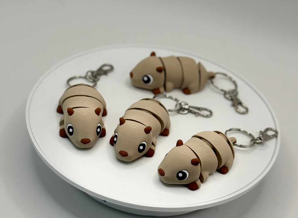 Cute Flexi Capybara Keychain, Articulated Capybara Keychain, 3D Printed Animal Keychain, Kawaii Keychain, Fidget Keychain, Cute Gift