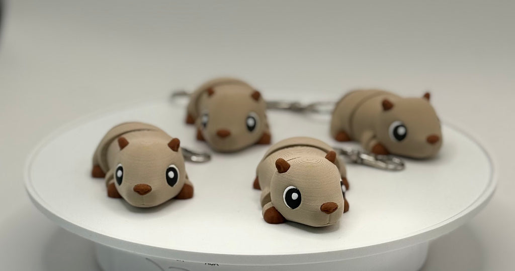 Cute Flexi Capybara Keychain, Articulated Capybara Keychain, 3D Printed Animal Keychain, Kawaii Keychain, Fidget Keychain, Cute Gift