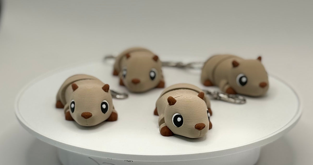 Cute Flexi Capybara Keychain, Articulated Capybara Keychain, 3D Printed Animal Keychain, Kawaii Keychain, Fidget Keychain, Cute Gift