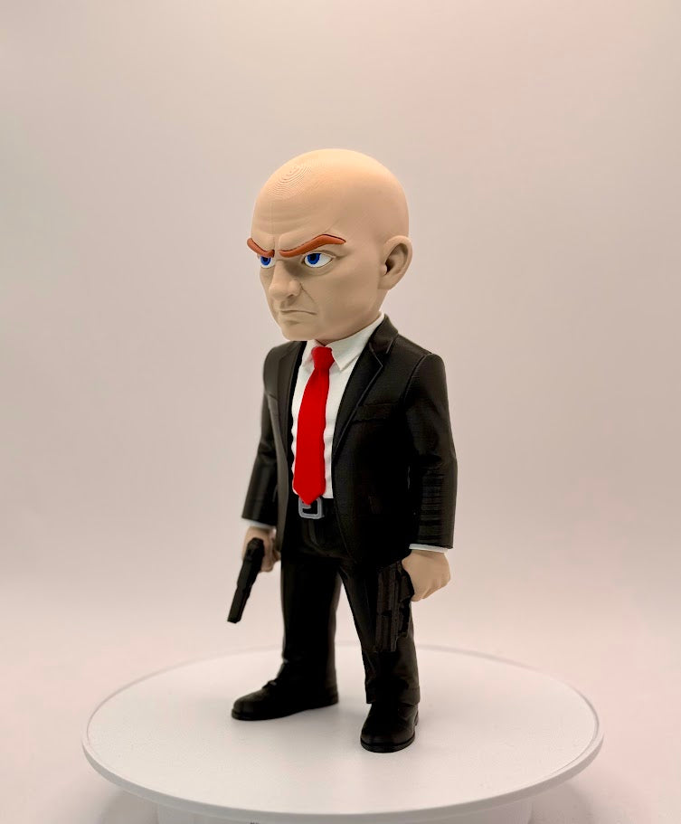 Hitman-Inspired Assassin Figure, Suit & Red Tie Collectible, Video Game Inspired Decor, 3D Printed Figure, Gaming Room Desk Decor, Gift