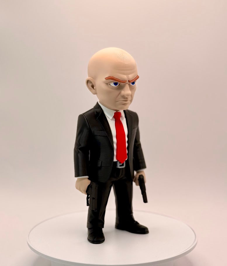 Hitman-Inspired Assassin Figure, Suit & Red Tie Collectible, Video Game Inspired Decor, 3D Printed Figure, Gaming Room Desk Decor, Gift