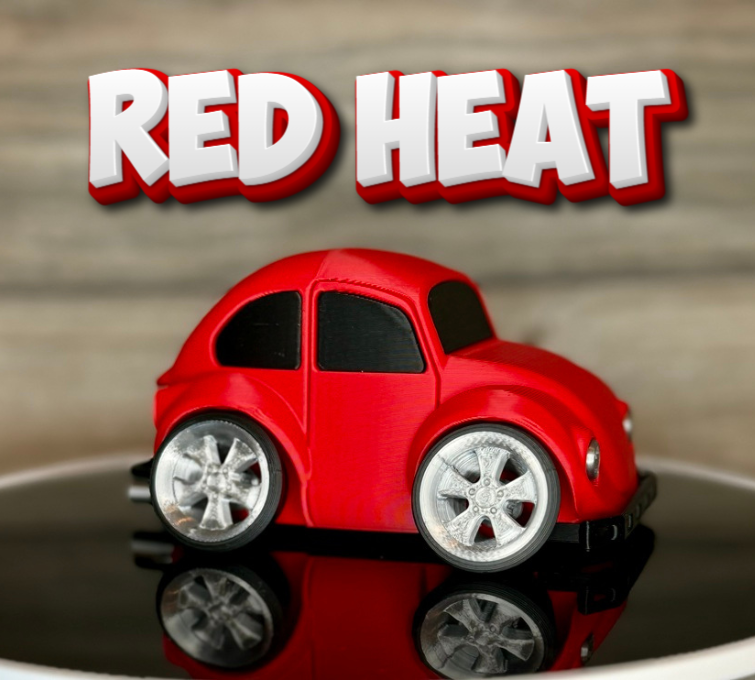 3D Printed Classic Rounded Vintage Car Model | Exposed Engine Detail | Retro Bug Style Desk Decor | Collector Display