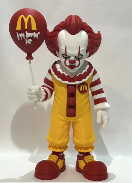 Horror Fast Food Clown Figure, Creepy Clown Collectible, 3D Printed Horror Figure, Scary Clown Decor, Twisted Mascot Figure, Horror Gift