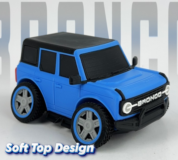 Tooned 4-Door Off-Road SUV 3D Printed Model | Modern Retro 4x4 Truck Style | Soft & Hard Top Options | Adventure Desk Decor