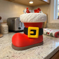 Santa Boot Candy Holder, Christmas Candy Dish, Santa Boot Decor, Holiday Candy Holder, Gold Buckle Santa Boot, 3D Printed Christmas Decor