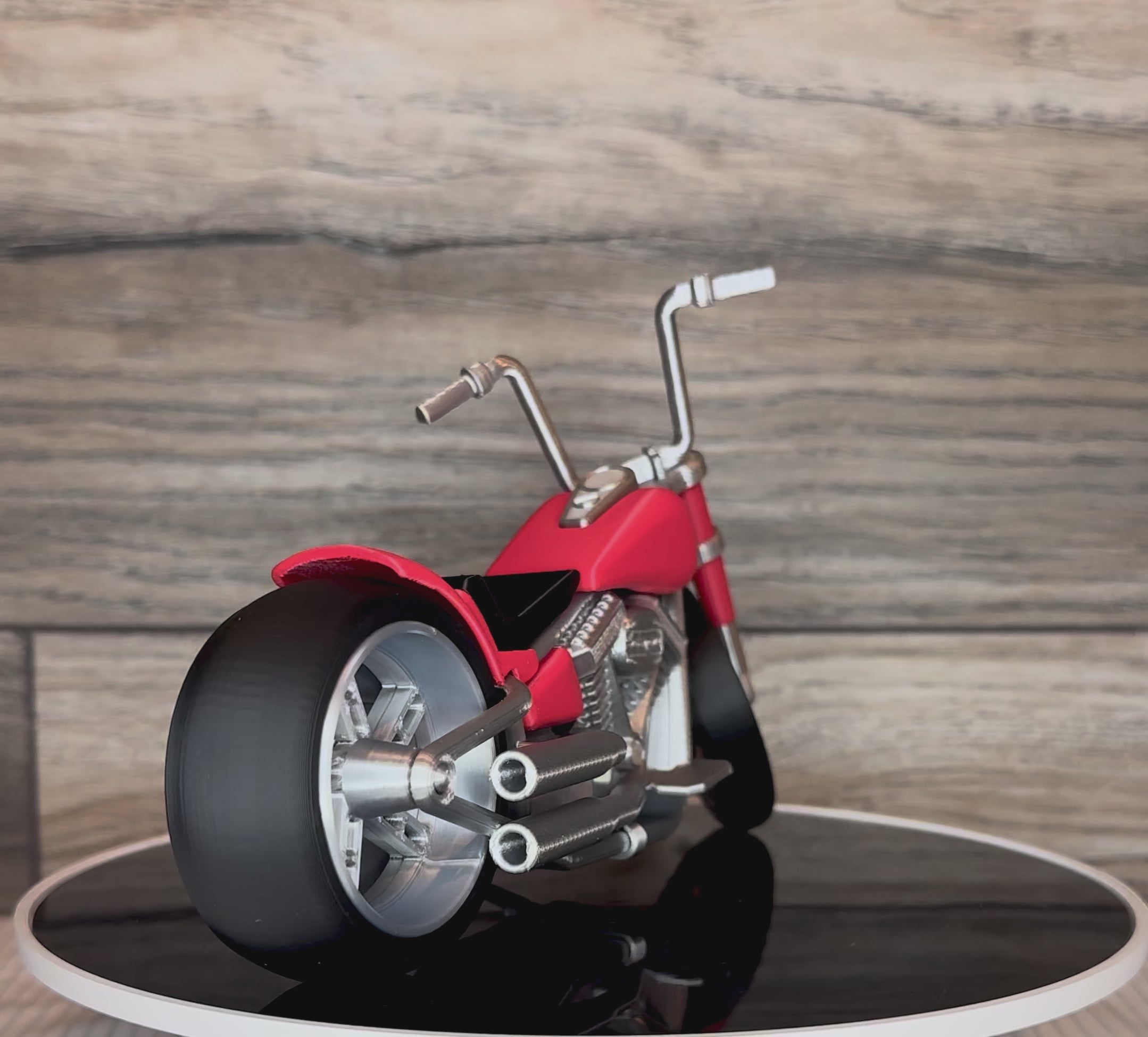 3D Printed Classic Cruiser Motorcycle Model | Fat Tire V-Twin Style Bike | Wide Stance Chopper Decor | Desk & Garage Collectible Gift