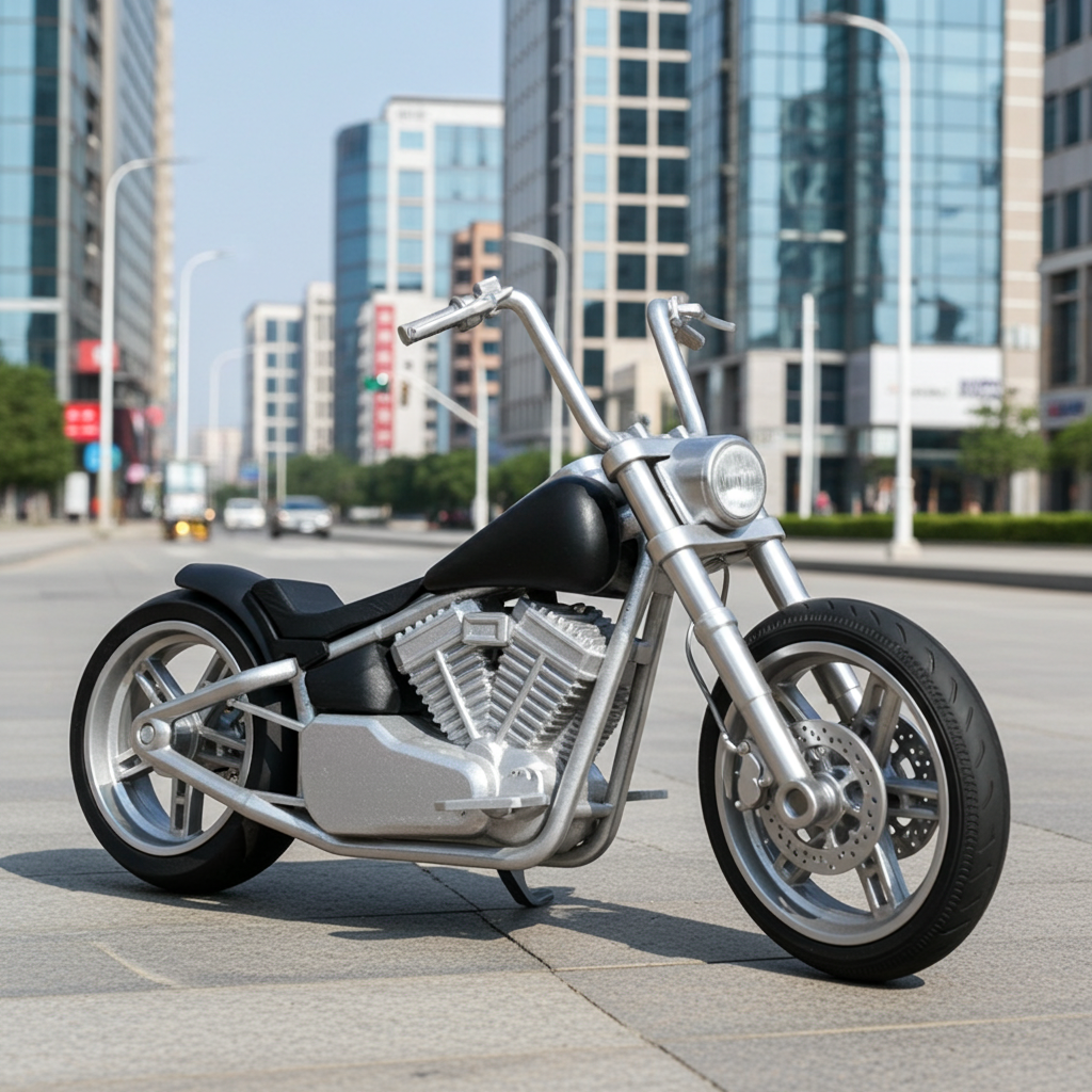 3D Printed Classic Cruiser Motorcycle Model | Fat Tire V-Twin Style Bike | Wide Stance Chopper Decor | Desk & Garage Collectible Gift
